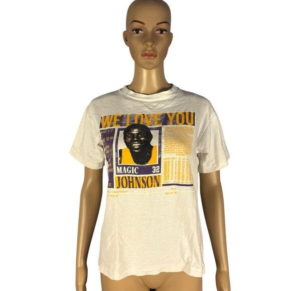 Vintage Magic Johnson T Shirt Tee Youth Sz M LA Lakers NBA Basketball Kids - Picture 1 of 13